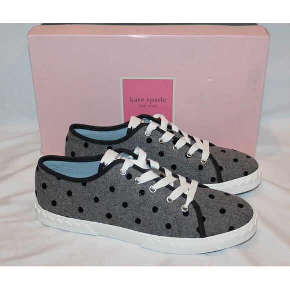 NIB Kate Spade New York ‎ Polka Dot Vale Gray Black Fashion Sneakers Sz 8 - Picture 1 of 7